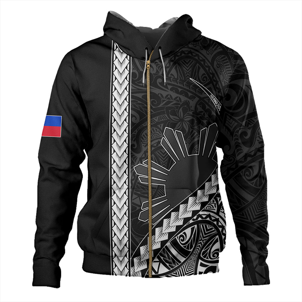 Philippines Hoodie Tribal Polynesian Sun Gray