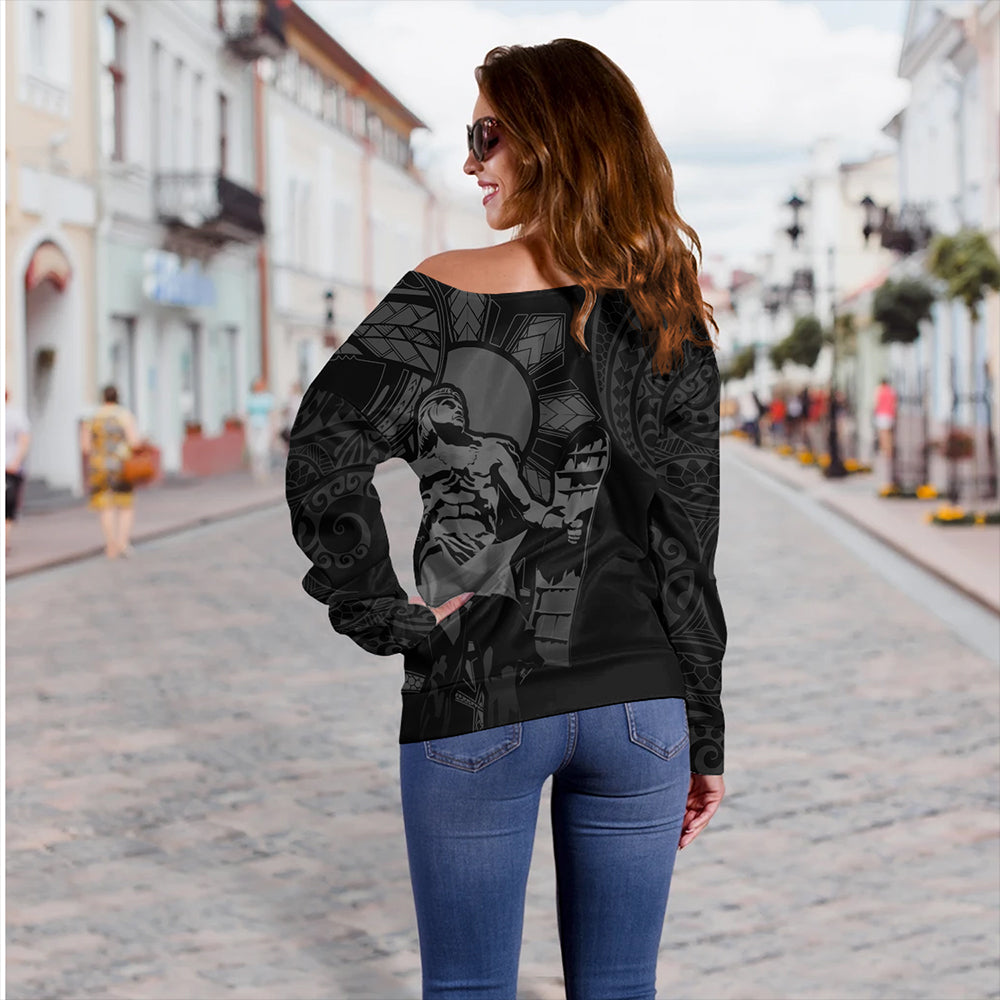 Philippines Off Shoulder Sweatshirt Lapu Lapu Sun Tribal In My Heart