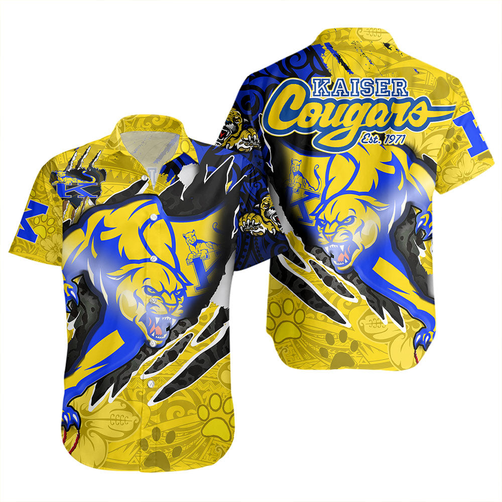Hawaii Short Sleeve Shirt Custom Henry J. Kaiser High School Super Cougar Arm Sleeve Polynesian Tattoo