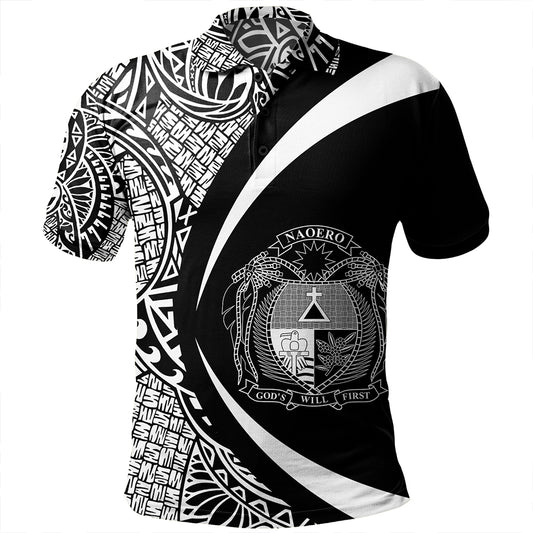 Nauru Polo Shirt Coat Of Arm Lauhala White Circle