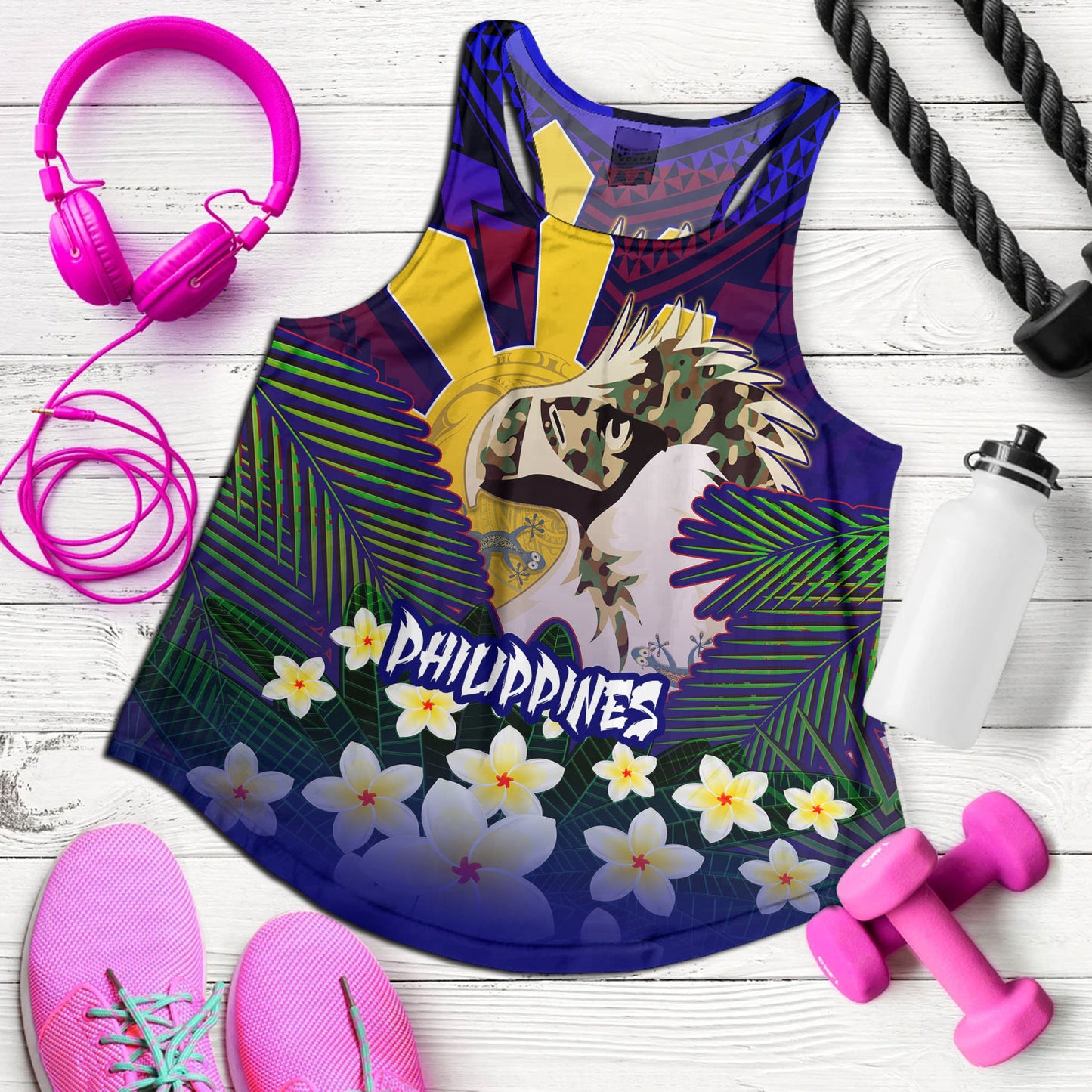 Philippines Filipinos Women Tank Custom Philippine Sun And Eagles Summer Vibes