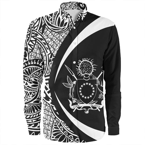 Cook Islands Long Sleeve Shirt Coat Of Arm Lauhala White Circle