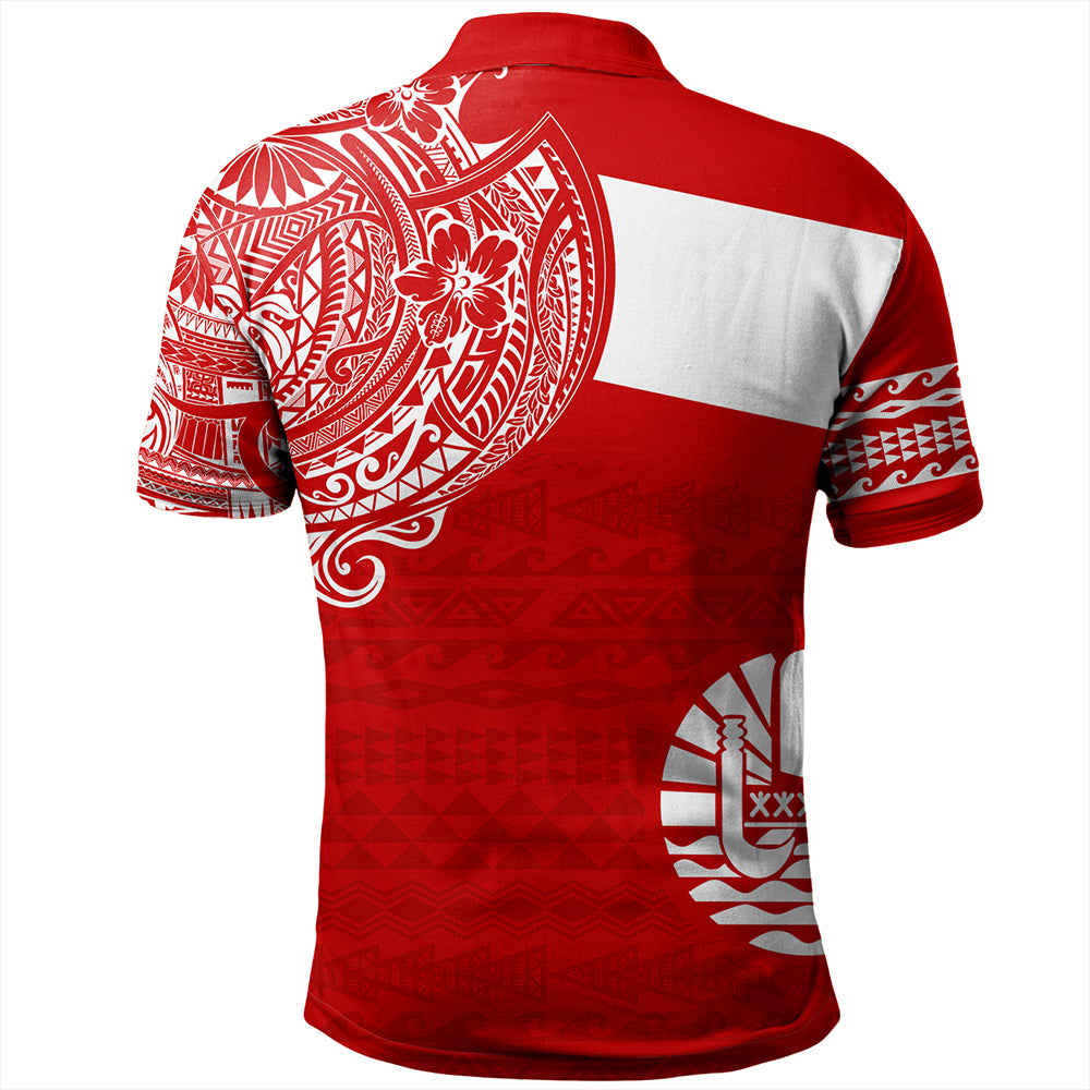 Polynesian Polo Shirt Tahiti Flag With Coat Of Arms