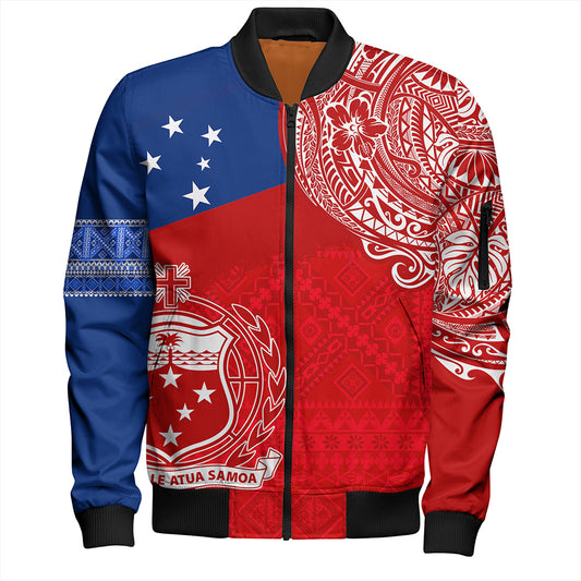 Samoa Bomber Jacket Polynesian Flag With Coat Of Arms
