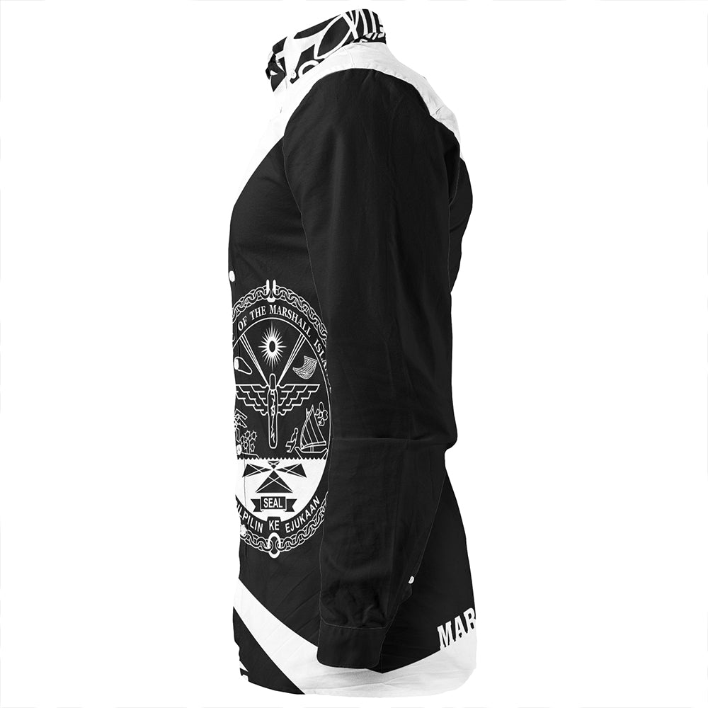 Marshall Islands Long Sleeve Shirt Coat Of Arm Lauhala White Circle