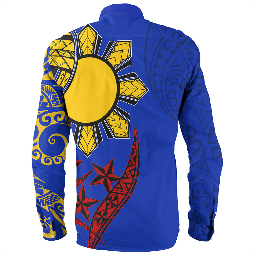 Philippines Long Sleeve Shirt Tribal Sun In My Heart Color Flag Style