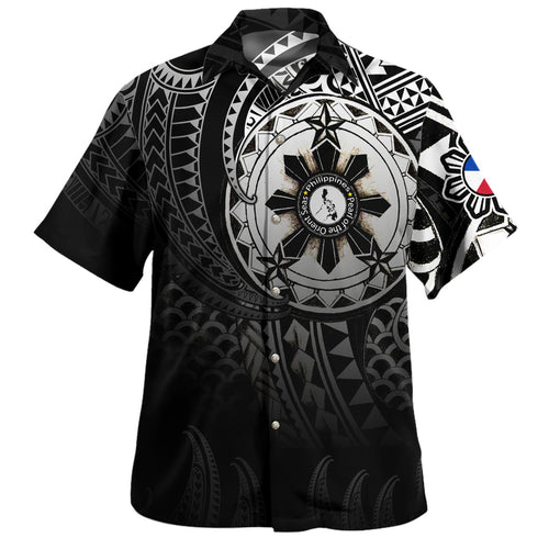 Philippines Hawaiian Shirt Tribal Sun In My Heart Color Flag Style