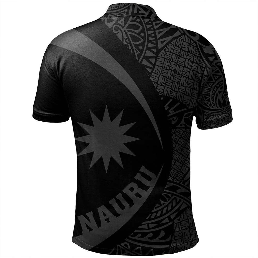 Nauru Polo Shirt Coat Of Arm Lauhala Gray Circle