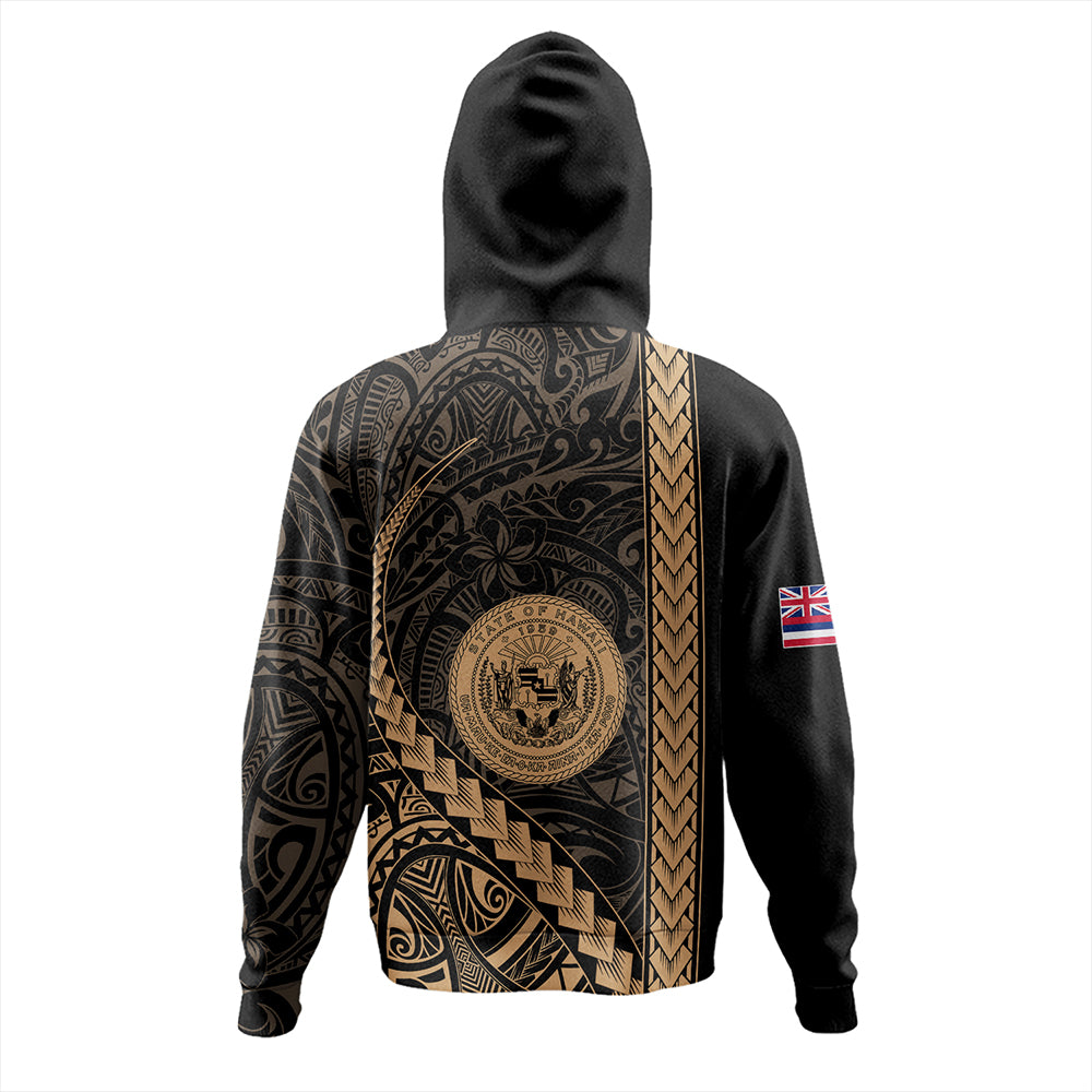 Hawaii Hoodie Tribal Polynesian Coat Of Arms Gold