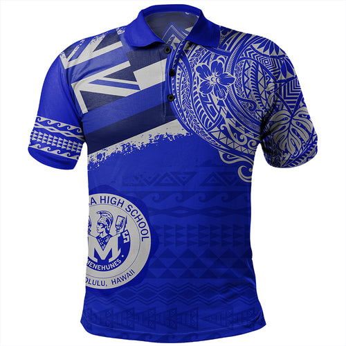 Hawaii Polo Shirt Moanalua High School Flag With Crest Style