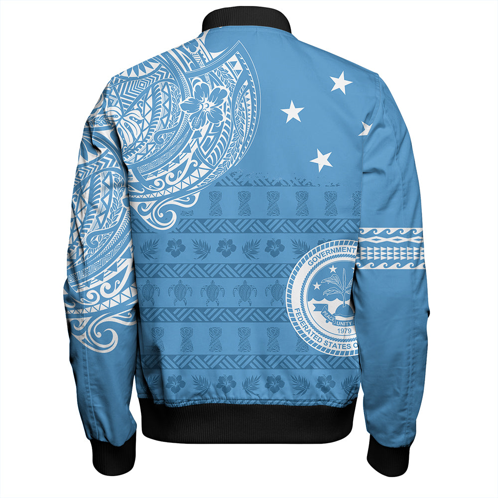 Micronesian Bomber Jacket Federated States Of Micronesia Flag With Coat Of Arms