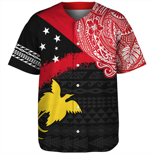 Papua Baseball Shirt Melanesian Flag With Coat Of Arms