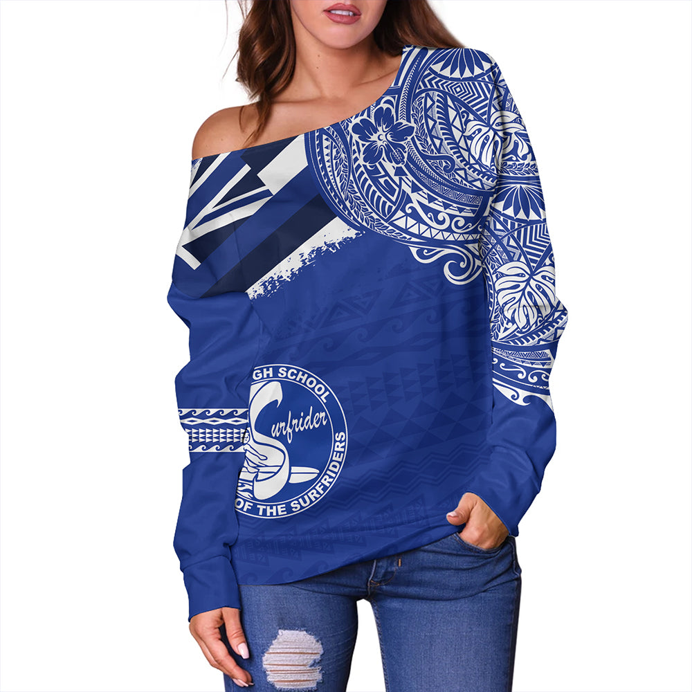 Hawaii Off Shoulder Sweatshirt Kailua High School With Crest Style