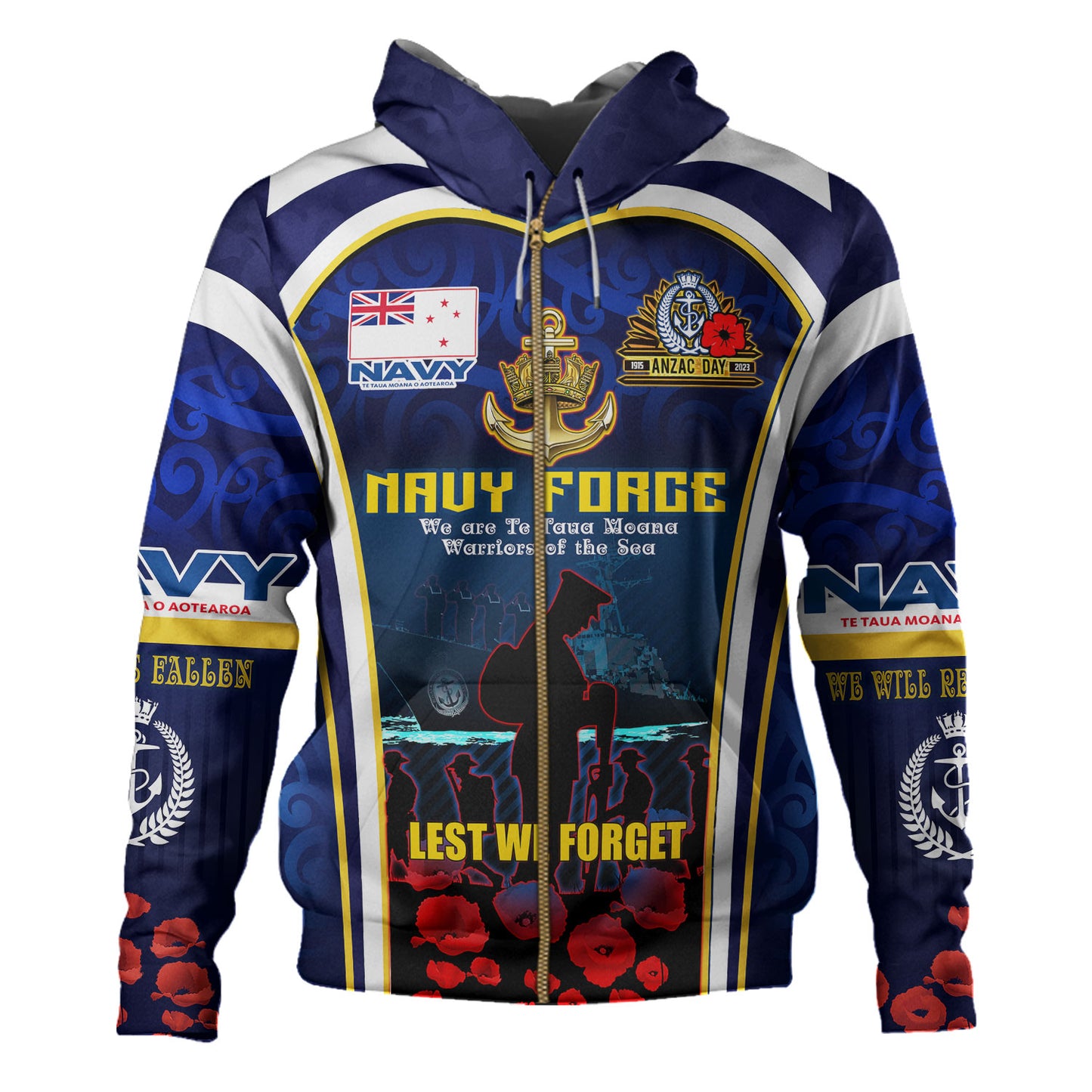 New Zealand Hoodie Custom Anzac Day Royal New Zealand Navy Te Taua Moana o Aotearoa