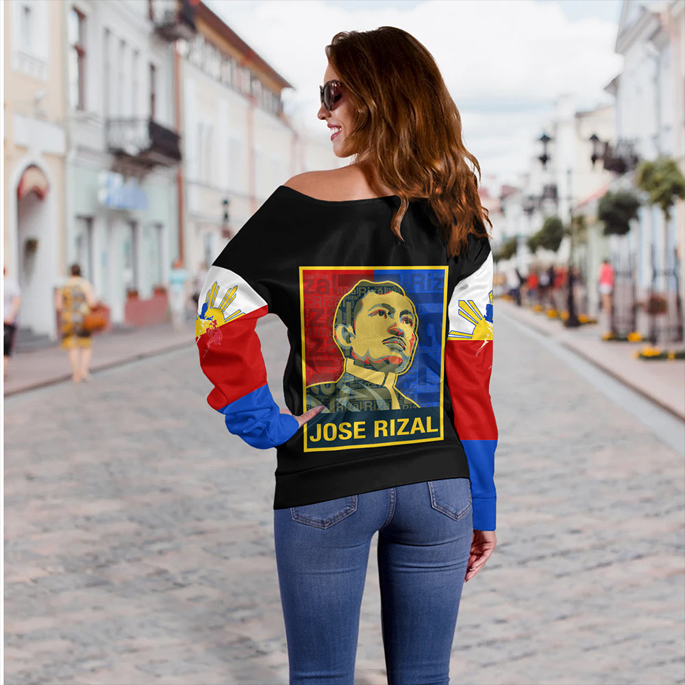 Philippines Off Shoulder Sweatshirt Rizal Day Flag