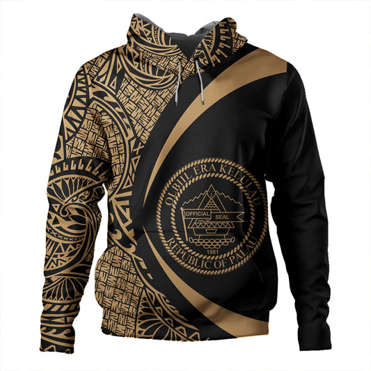 Palau Hoodie Coat Of Arm Lauhala Gold Circle