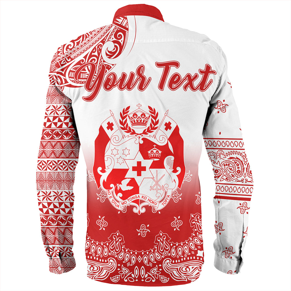 Tonga Long Sleeve Shirt Custom Pattern Ngatu With Paisley Style