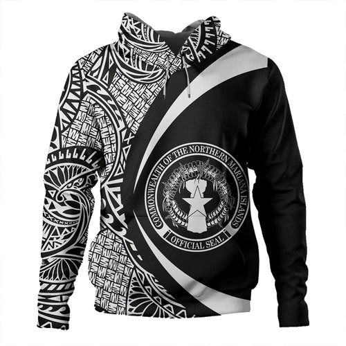Northern Mariana Islands Hoodie Coat Of Arm Lauhala White Circle