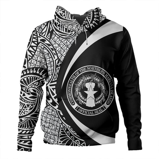 Northern Mariana Islands Hoodie Coat Of Arm Lauhala White Circle