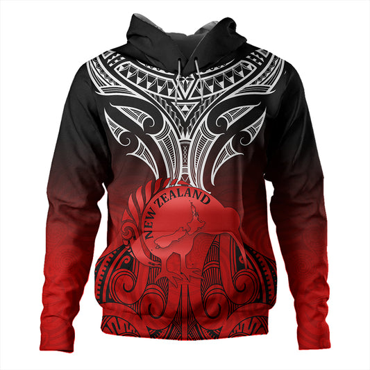 New Zealand Hoodie Maori Kiwi Bird Symbols Map