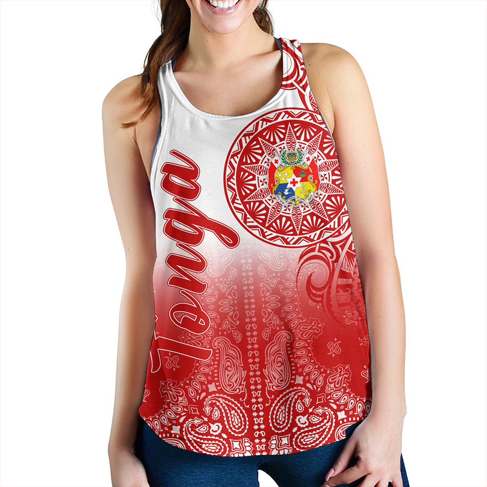Tonga Women Tank Custom Pattern Ngatu With Paisley Style