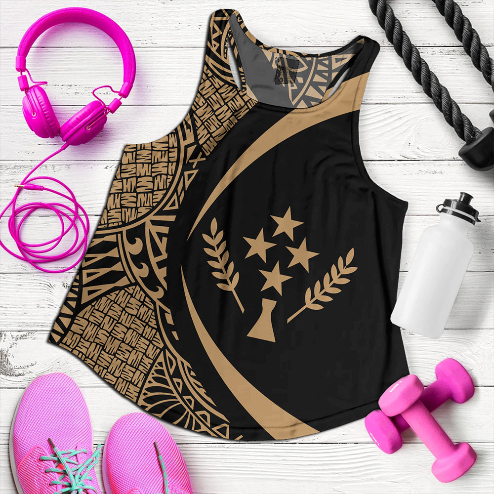 Kosrae Women Tank Coat Of Arm Lauhala Gold Circle
