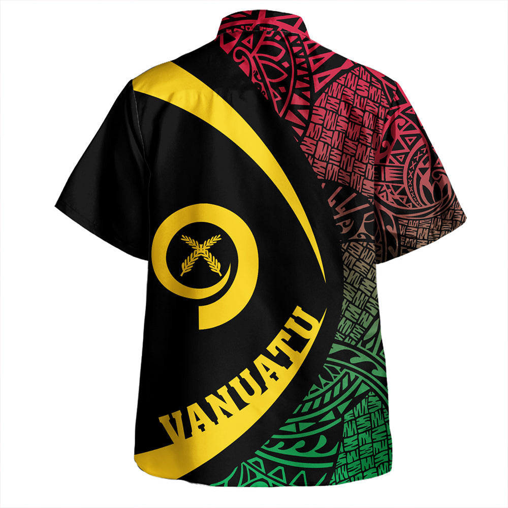 Vanuatu Hawaiian Shirt Coat Of Arm Lauhala Gold Circle