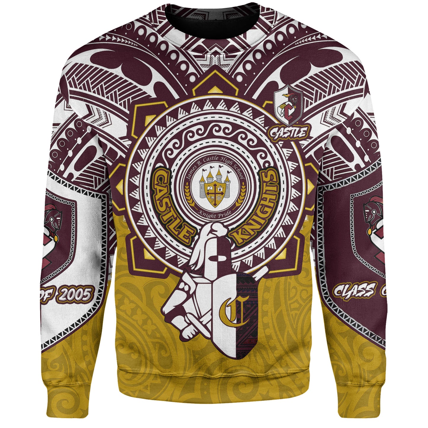 Hawaii Sweatshirt Custom James B. Castle High School Super Castle Knights Tribal Style