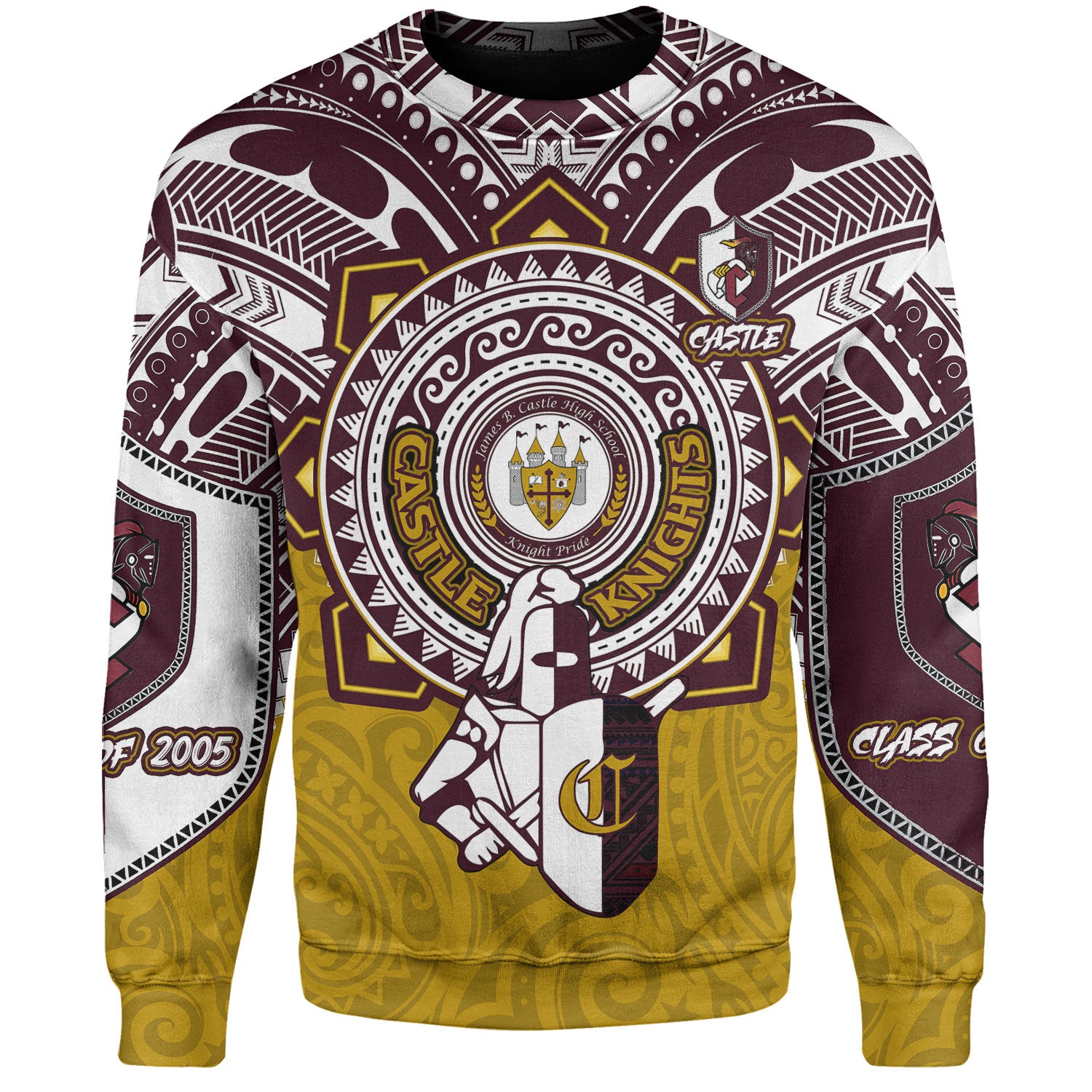 Hawaii Sweatshirt Custom James B. Castle High School Super Castle Knights Tribal Style