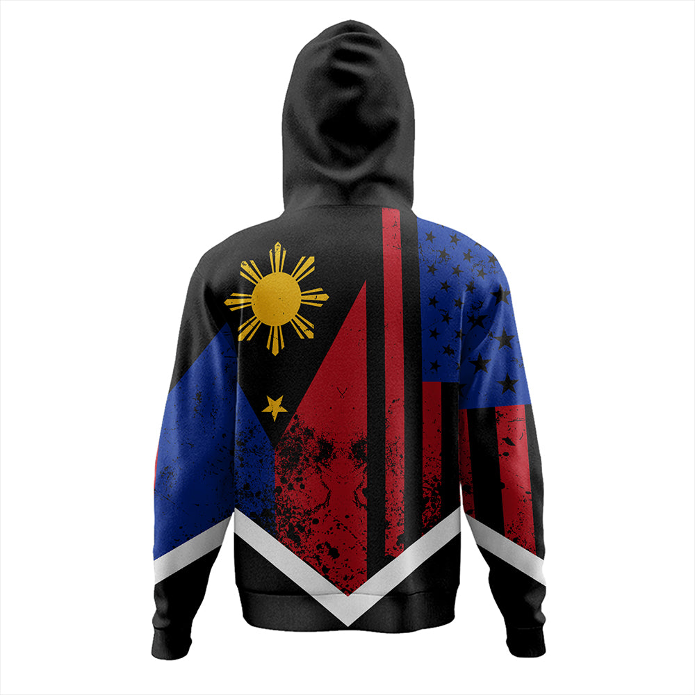 Philippines And American Hoodie Flag Half Concept Brush Style