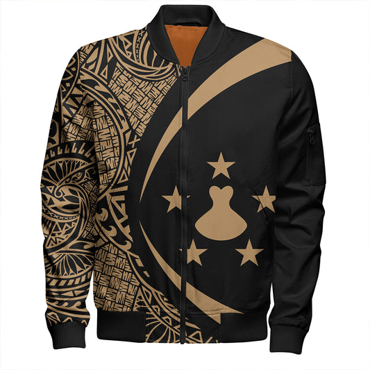 Austral Islands Bomber Jacket Coat Of Arm Lauhala Gold Circle