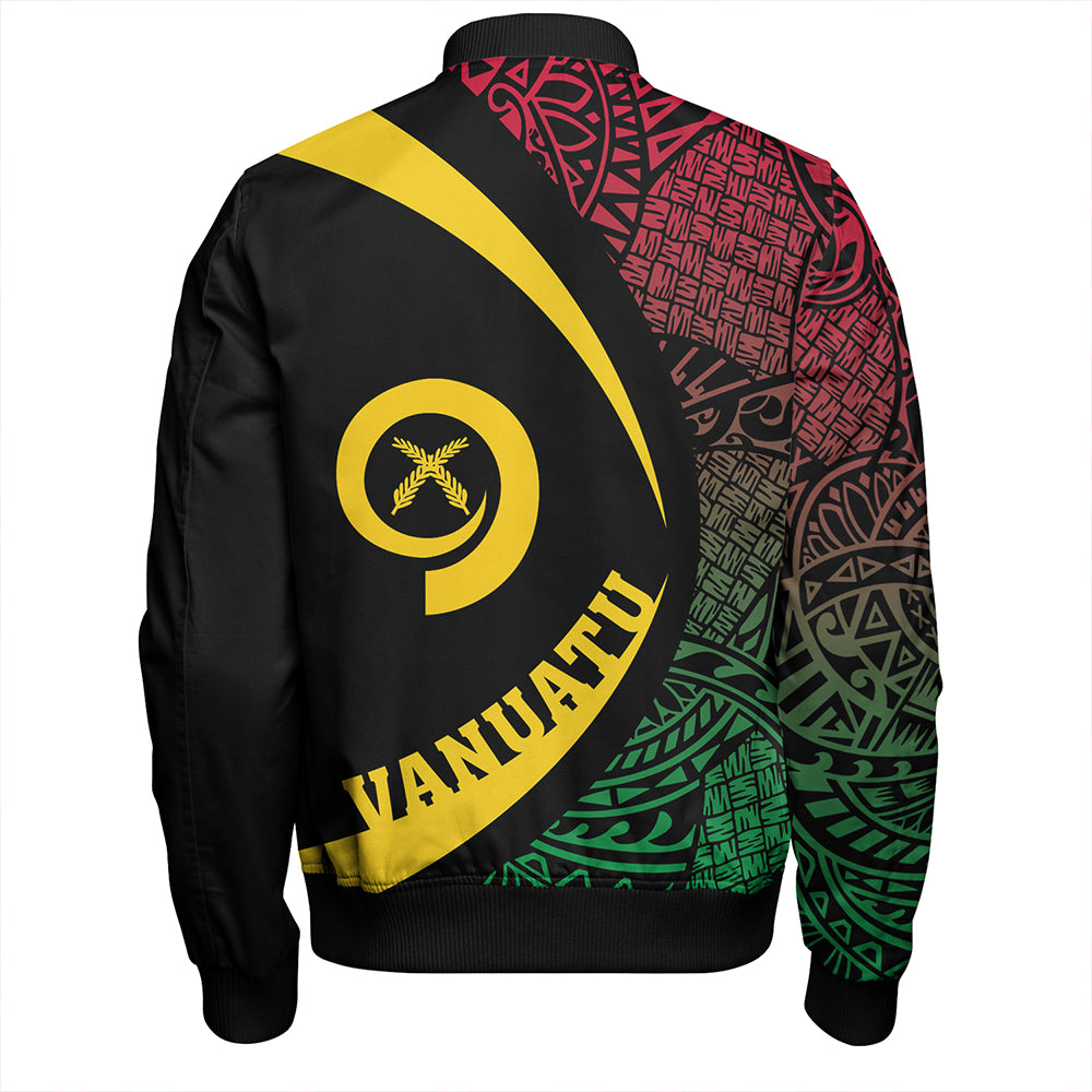 Vanuatu Bomber Jacket Coat Of Arm Lauhala Circle