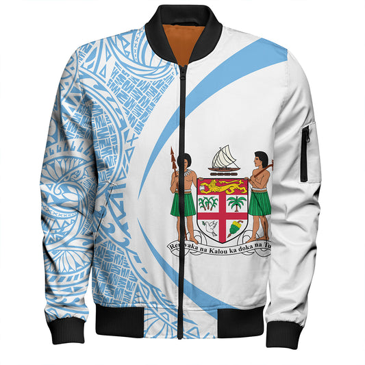 Fiji Bomber Jacket Coat Of Arm Lauhala Circle