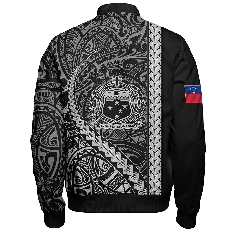 Samoa Bomber Jacket Tribal Polynesian Coat Of Arms White