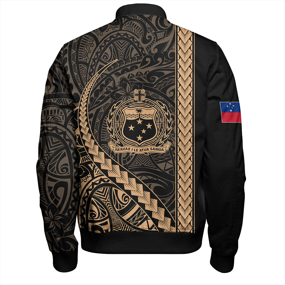 Samoa Bomber Jacket Tribal Polynesian Coat Of Arms Gold