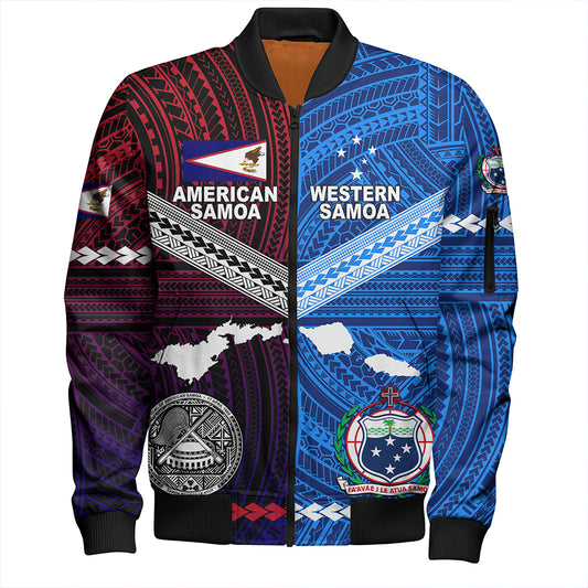 American Samoa And Western Samoa Polynesian Tattoo Together Bomber Jacket