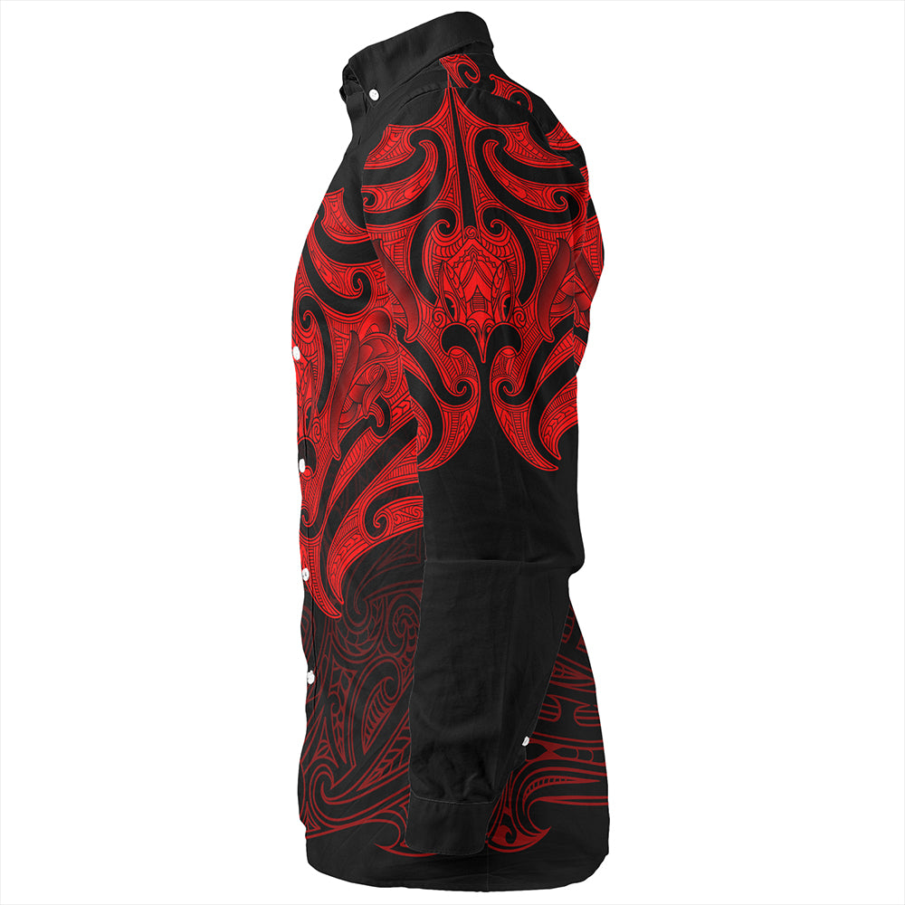 New Zealand Long Sleeve Shirt Maori Red Pattern