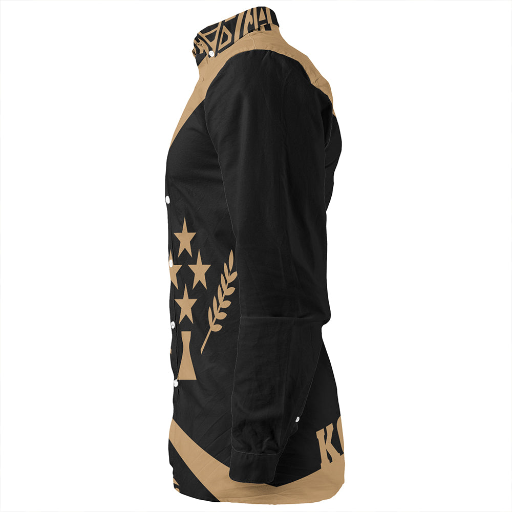 Kosrae Long Sleeve Shirt Coat Of Arm Lauhala Gold Circle