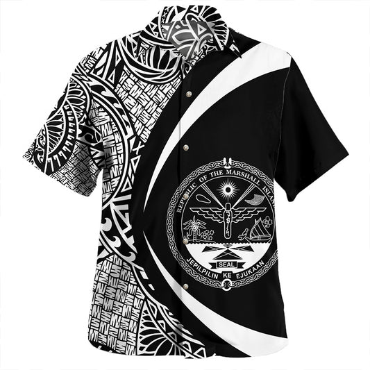 Nauru Hawaiian Shirt Coat Of Arm Lauhala Circle