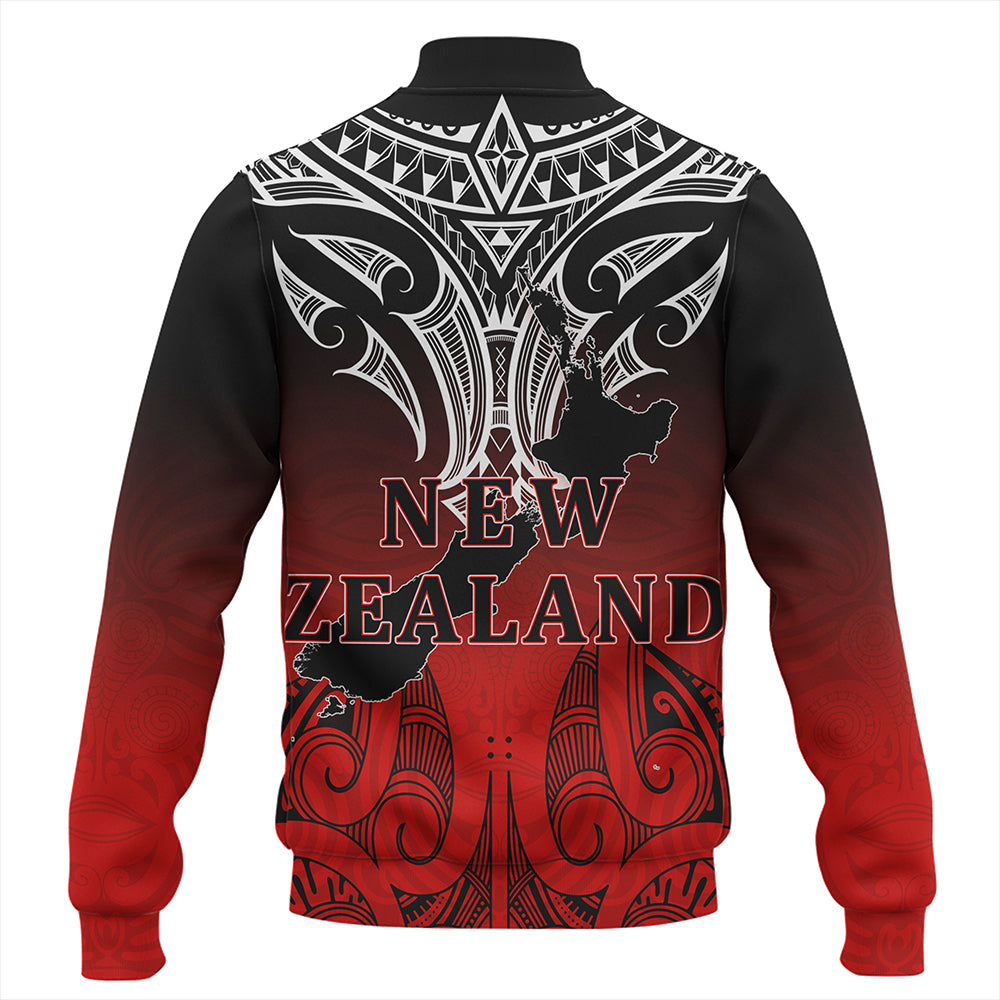 New Zealand Baseball Jacket Maori Kiwi Bird Symbols Map