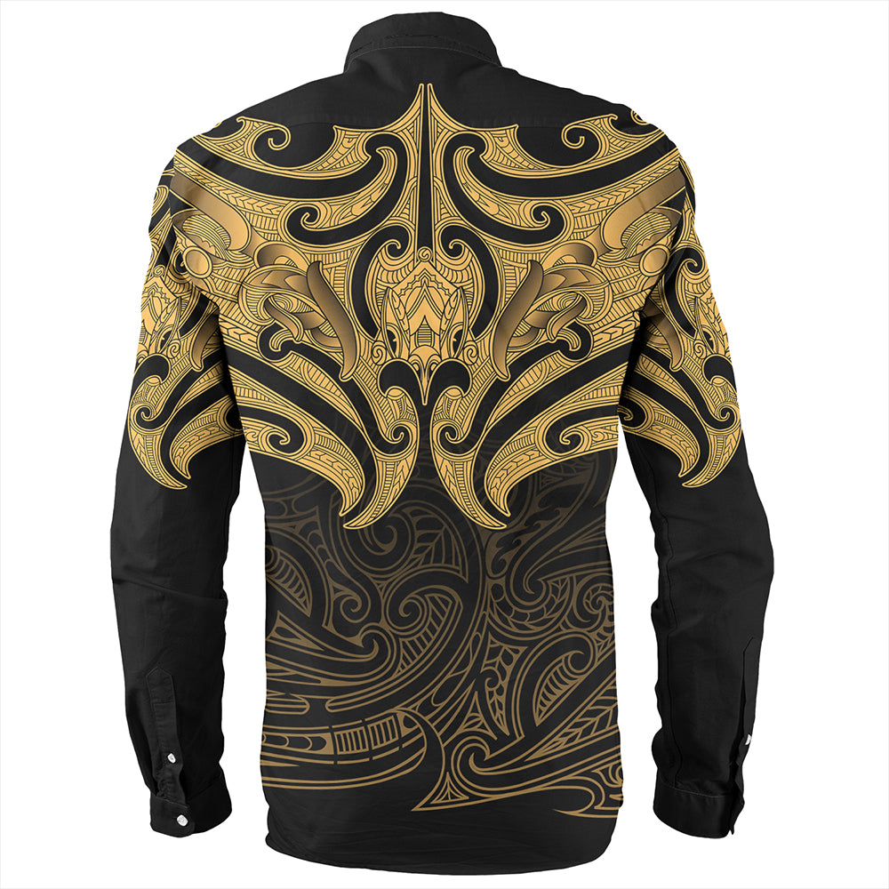 New Zealand Long Sleeve Shirt Maori Gold Pattern