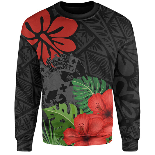 Tonga Sweatshirt Tonga Coat Of Arms Polynesian Hibiscus