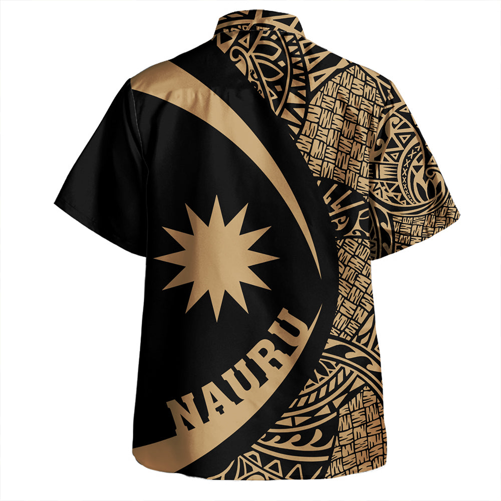 Nauru Hawaiian Shirt Coat Of Arm Lauhala Gray Circle