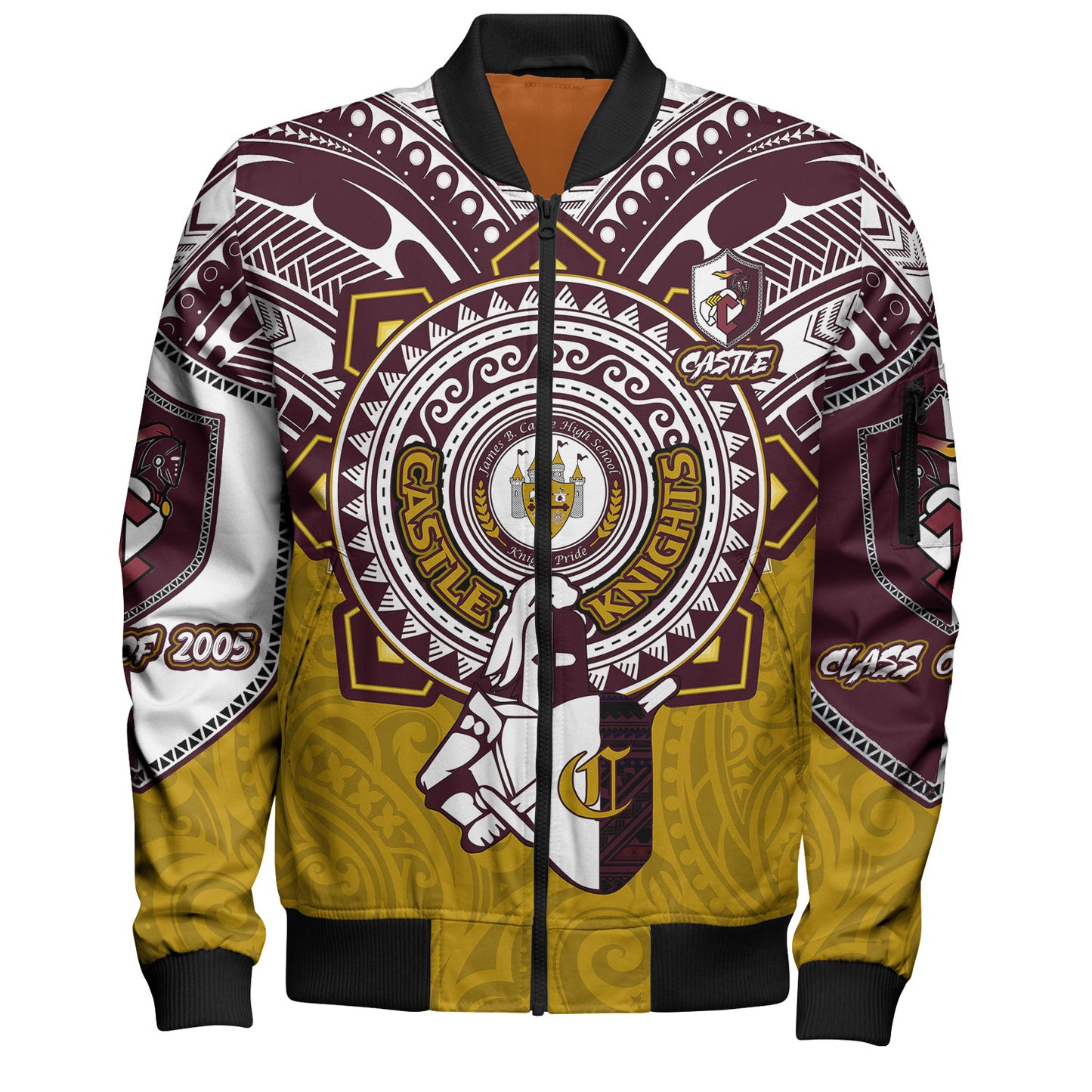 Hawaii Bomber Jacket Custom James B. Castle High School Super Castle Knights Tribal Style