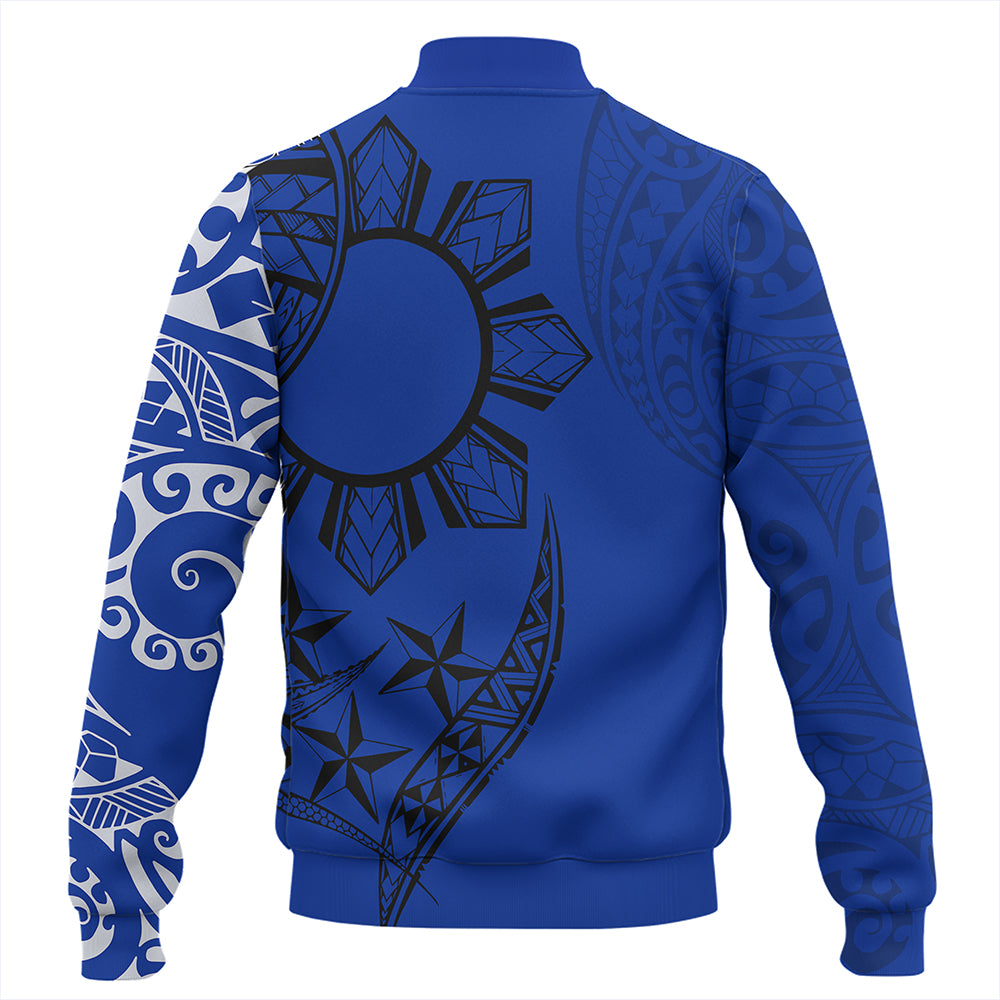 Philippines Baseball Jacket Tribal Sun In My Heart Blue Style