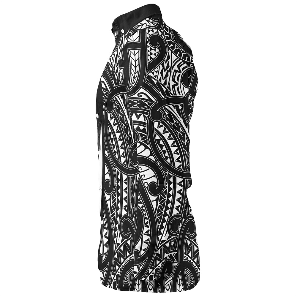 New Zealand Long Sleeve Shirt Country Aotearoa Maori Pattern Silver Fern