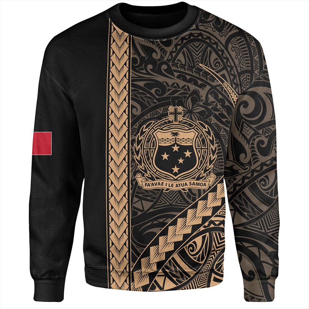 Samoa Sweatshirt Tribal Polynesian Coat Of Arms Gold