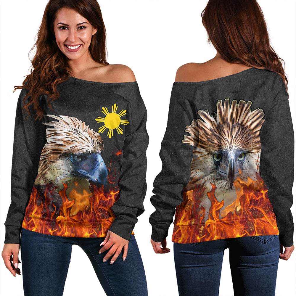 Philippines Off Shoulder Sweatshirt Eagle Fire Style