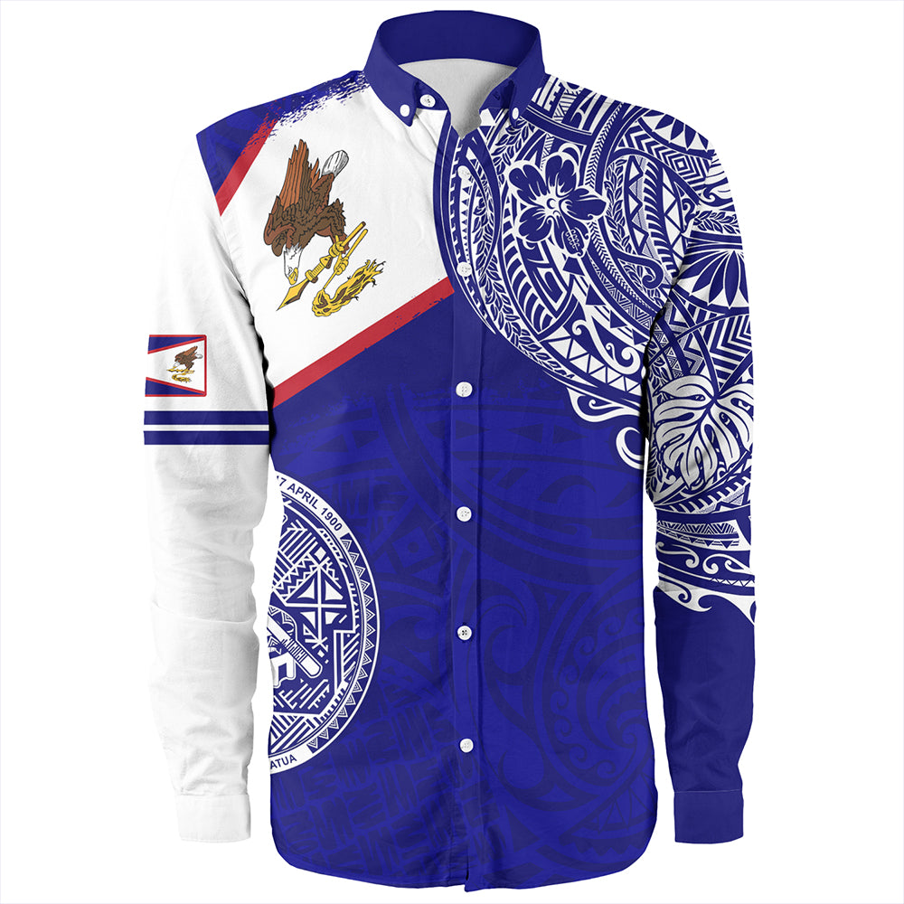 American Samoa Long Sleeve Shirt Polynesian Flag With Coat Of Arms