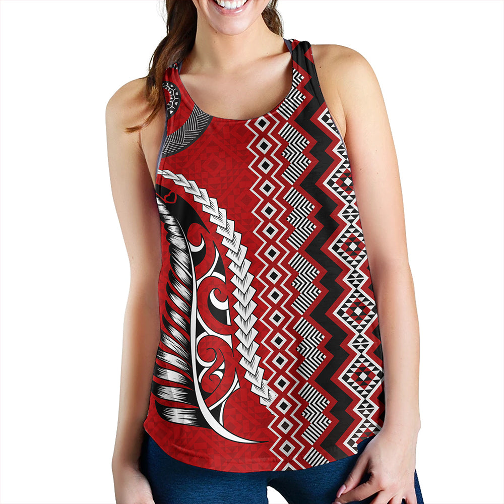 New Zealand Women Tank Maori Fabic Pattern Silvers Fern